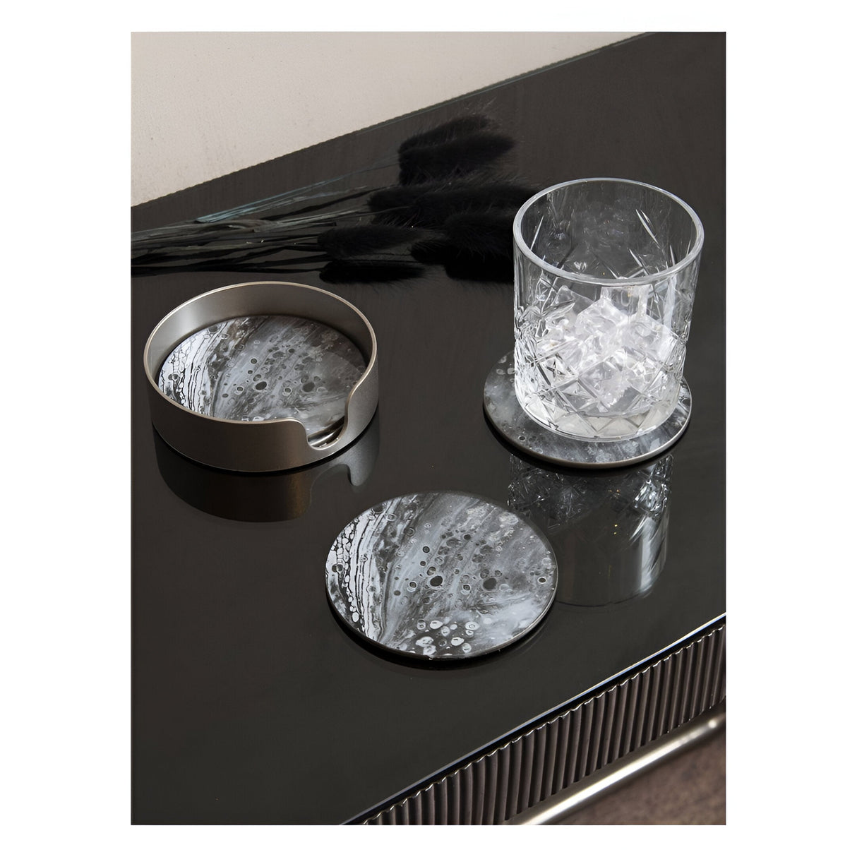 Monochrome Swirl Set of 4 Coasters