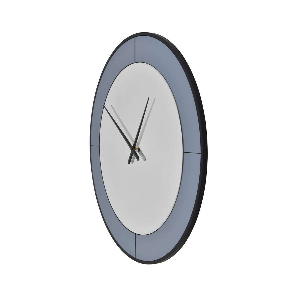 Two Tone Round Mirrored Wall Clock - Grey & Black