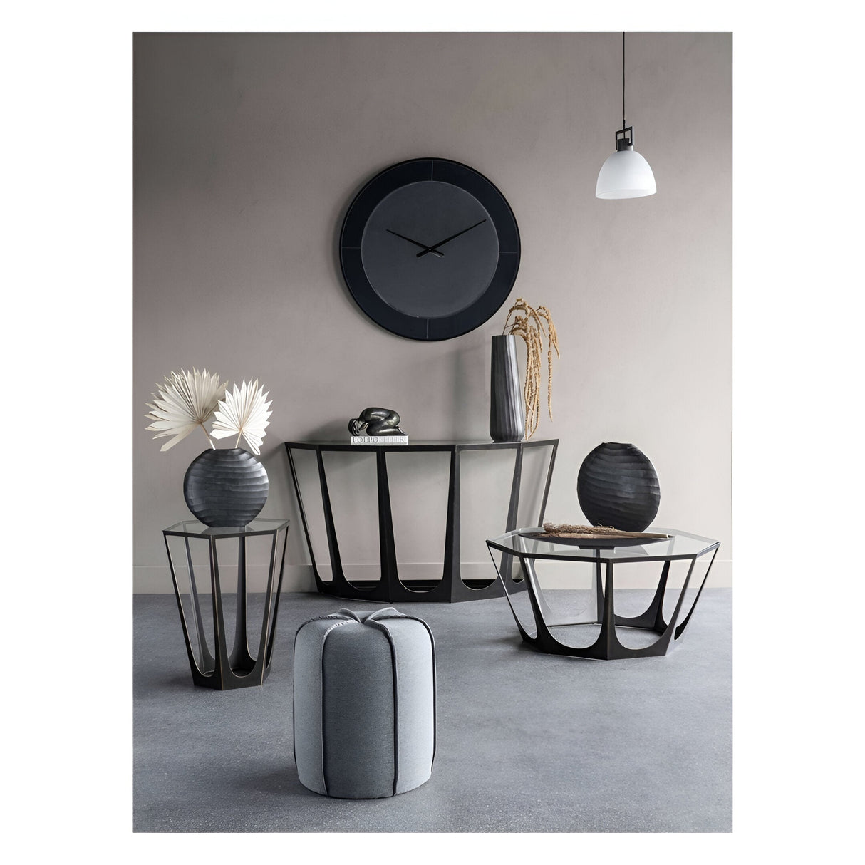 Two Tone Round Mirrored Wall Clock - Grey & Black