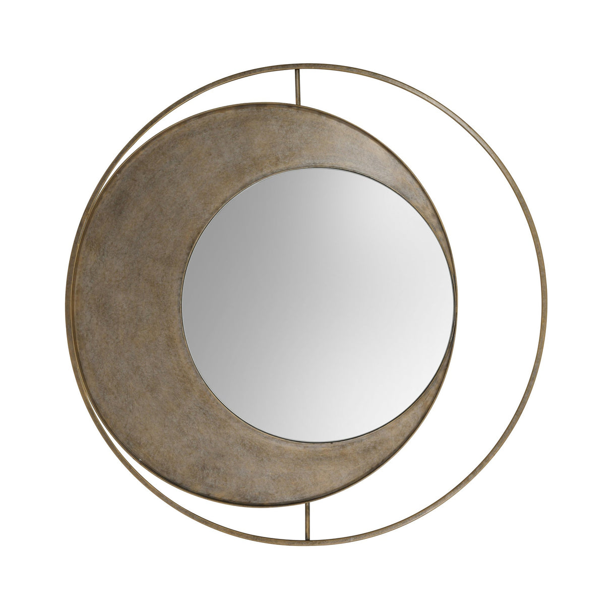 Concentric Circles Iron Wall Mirror Aged Gold - 100cm