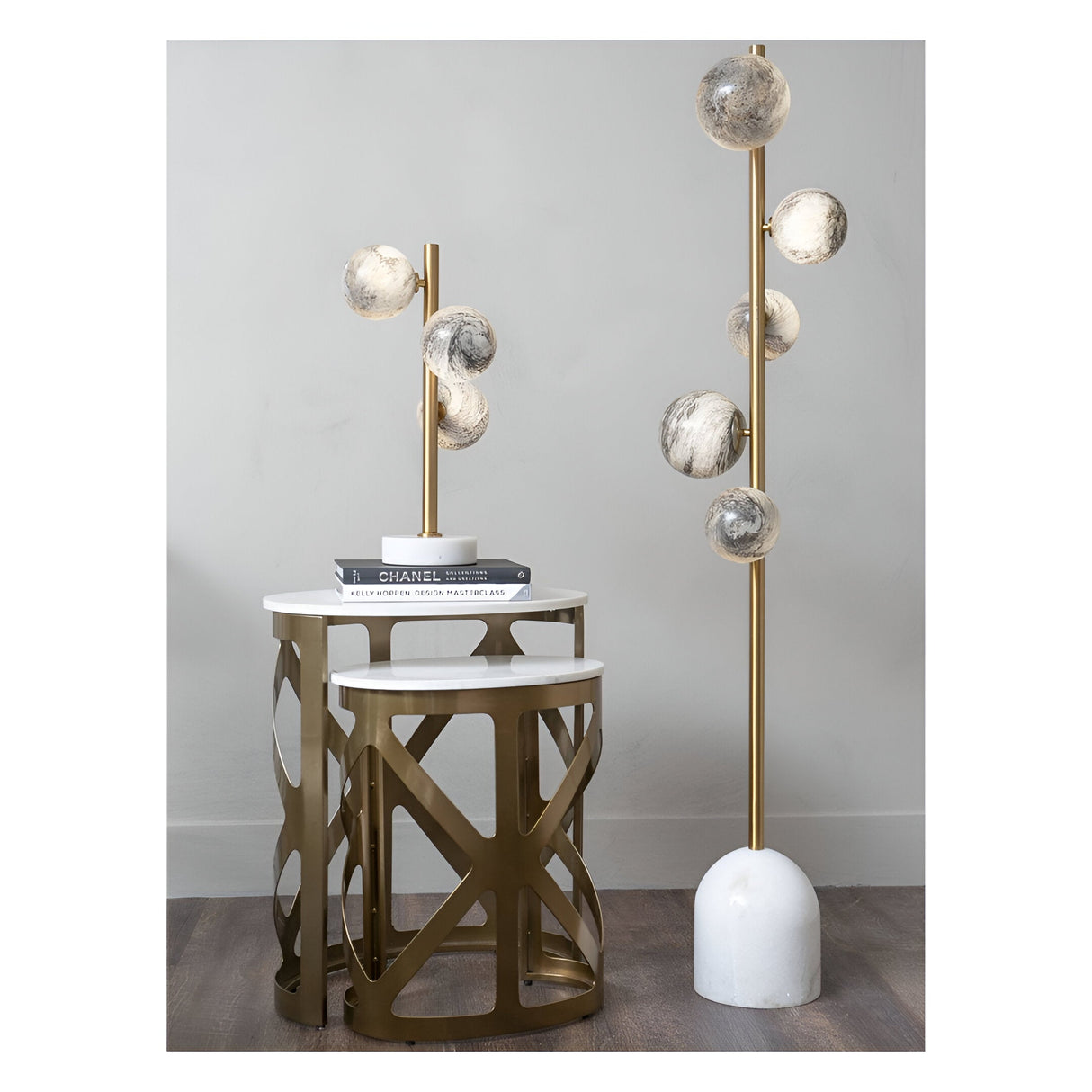 Constellation 5 Light Globe Floor Lamp - Grey & Gold