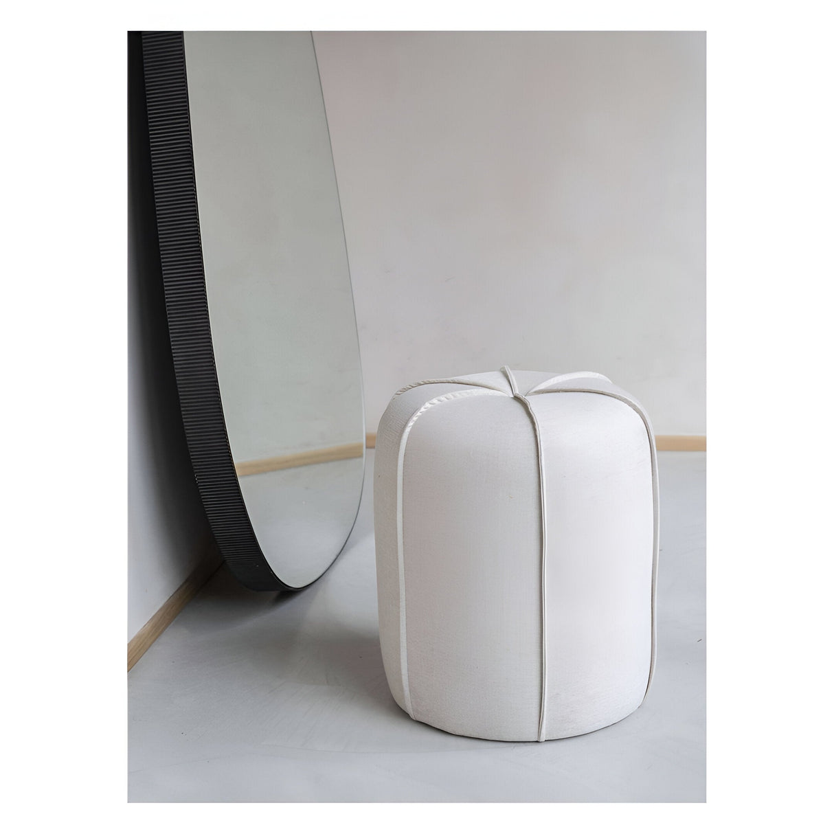 Seamed Fabric Button Stool - Oatmeal