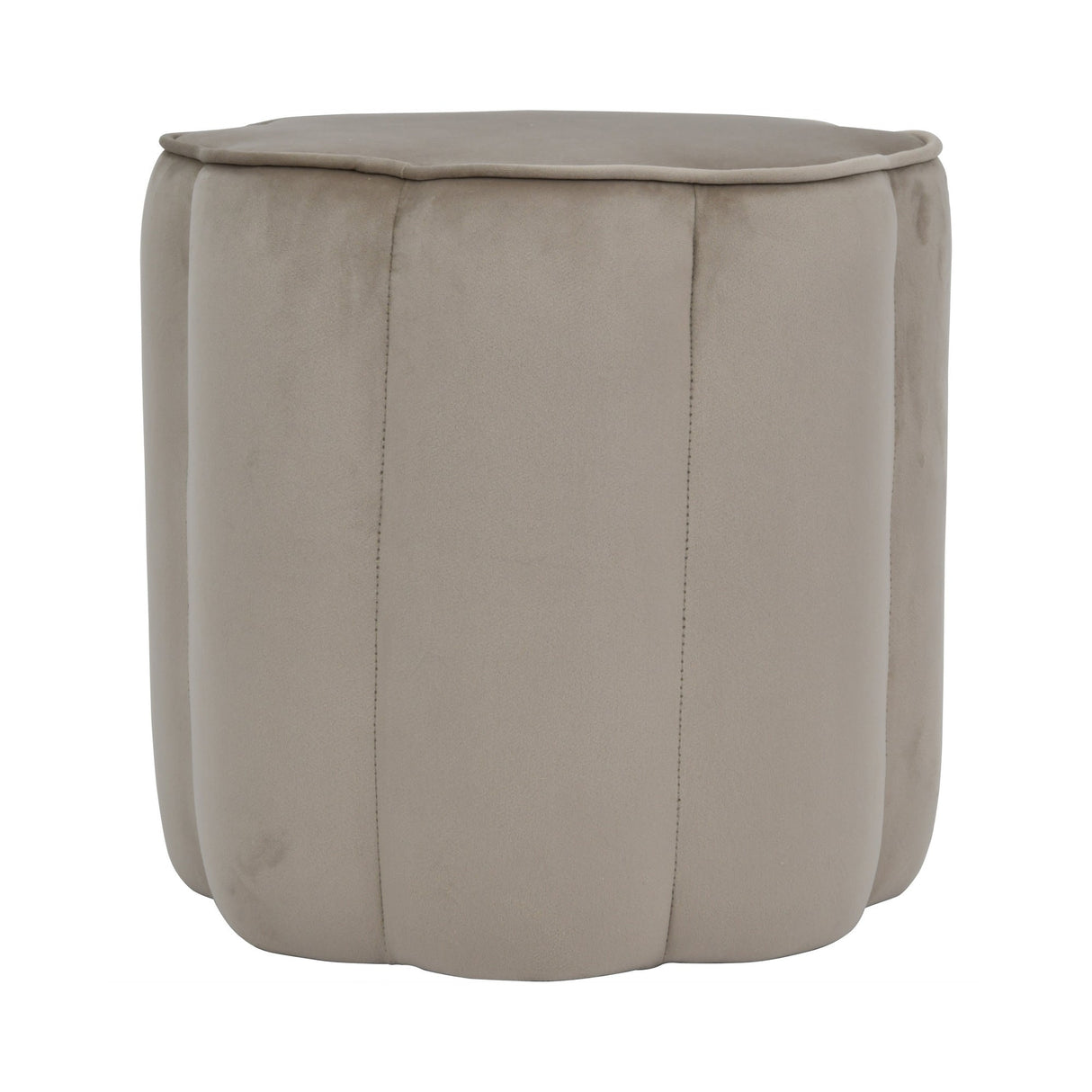 Scallop Velvet Footstool - Smokey Taupe