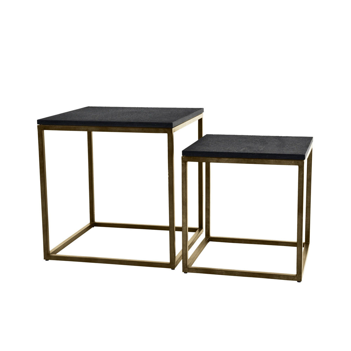 Kirkstone Set of 2 Iron & Galaxy Slate Side Tables - Aged Champagne