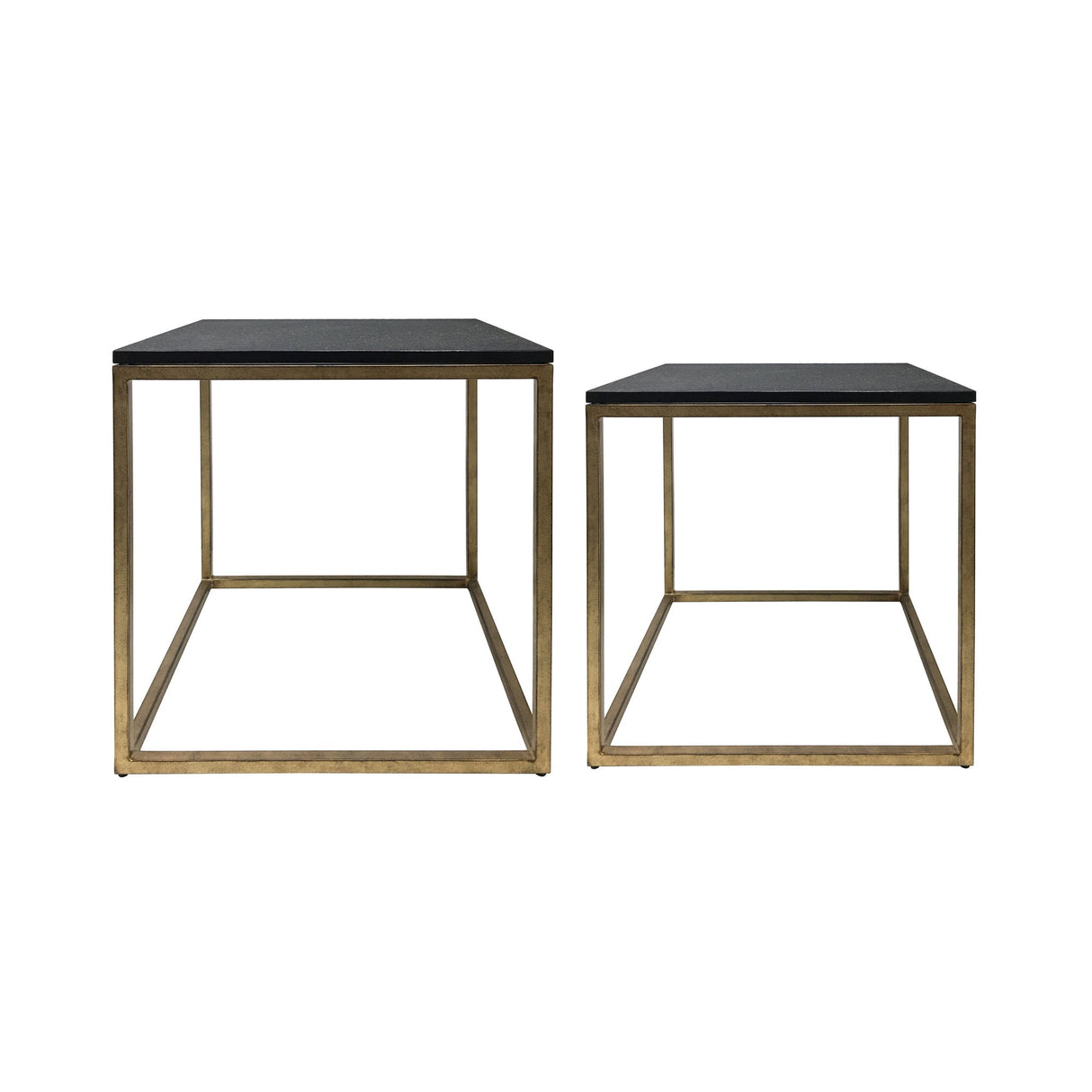 Kirkstone Set of 2 Iron & Galaxy Slate Side Tables - Aged Champagne