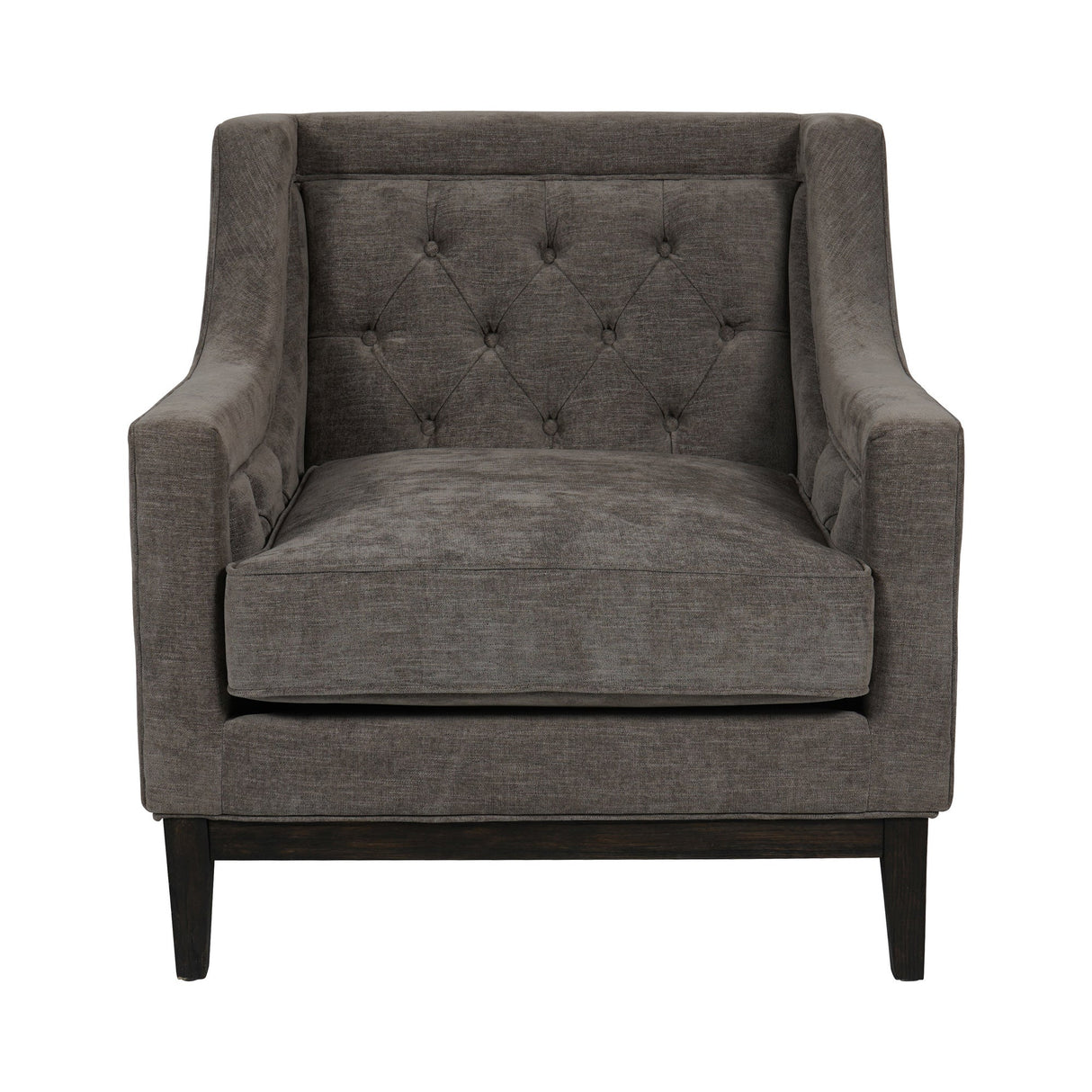 Theodore Buttoned Armchair - Warm Grey