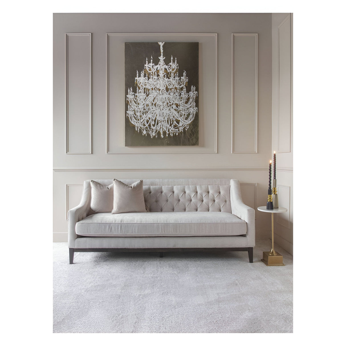 Theodore Buttoned 3 Seater Sofa - Ivory