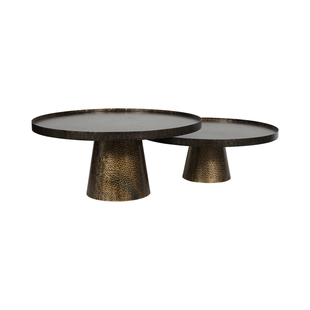 Sandbanks Set of 2 Iron Coffee Tables - Rustic Antique Gold