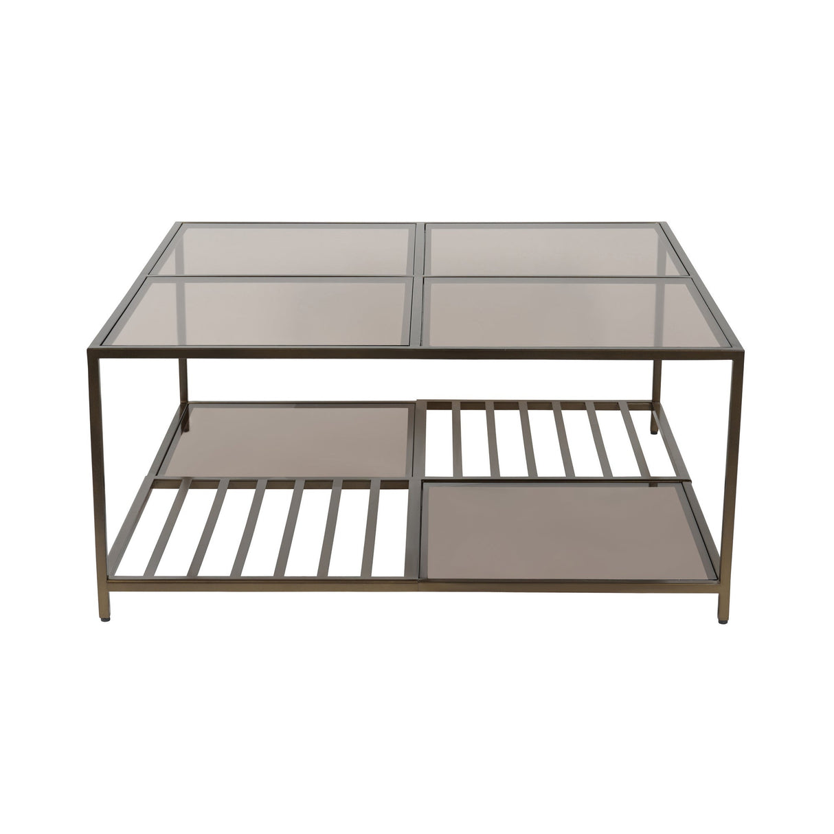 Westley Coffee Table With Brown Tinted Glass - Dark Gold