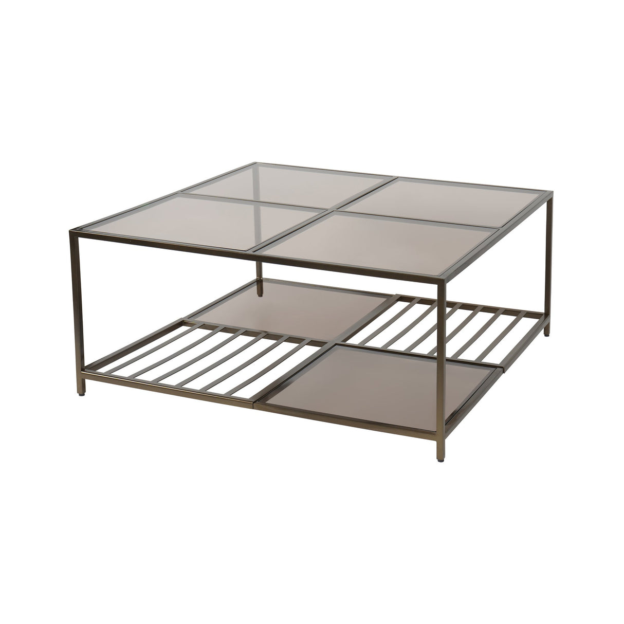 Westley Coffee Table With Brown Tinted Glass - Dark Gold