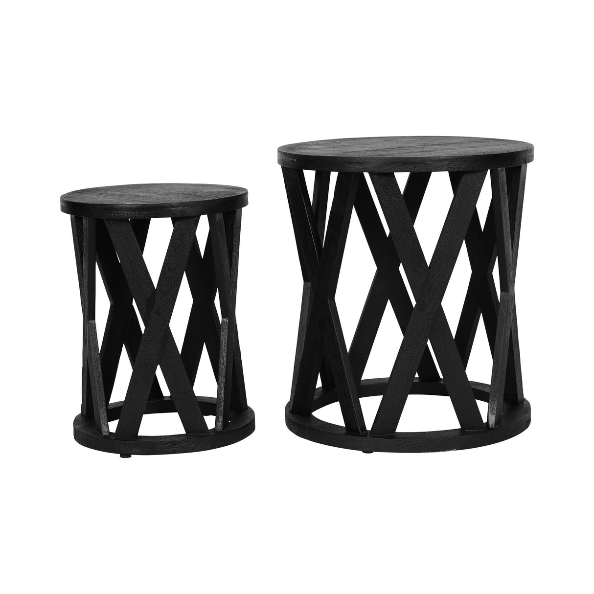 Cali Solid Wooden Set of 2 Nesting Side Tables - Black