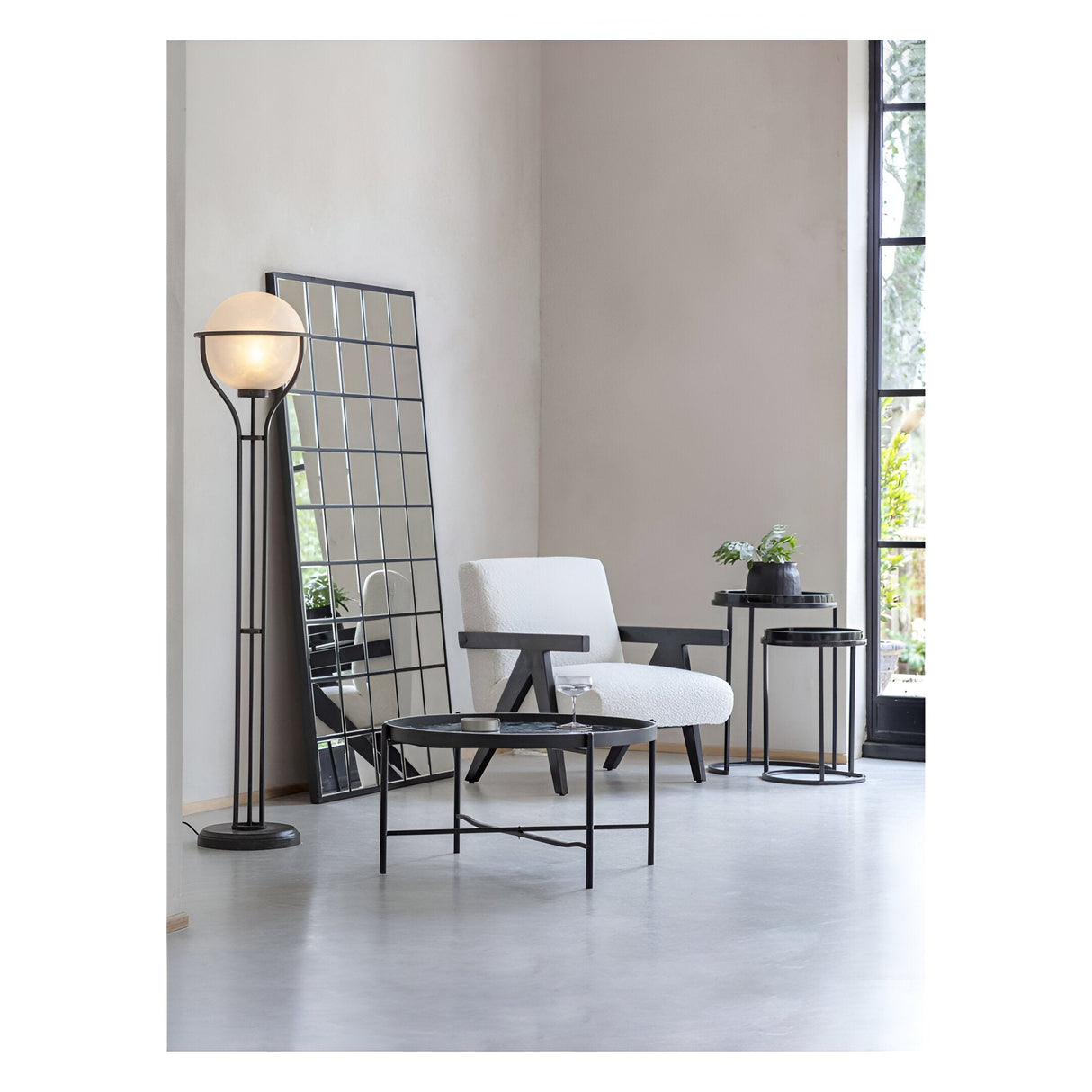 Monochrome Swirl Coffee Tray Table - Black