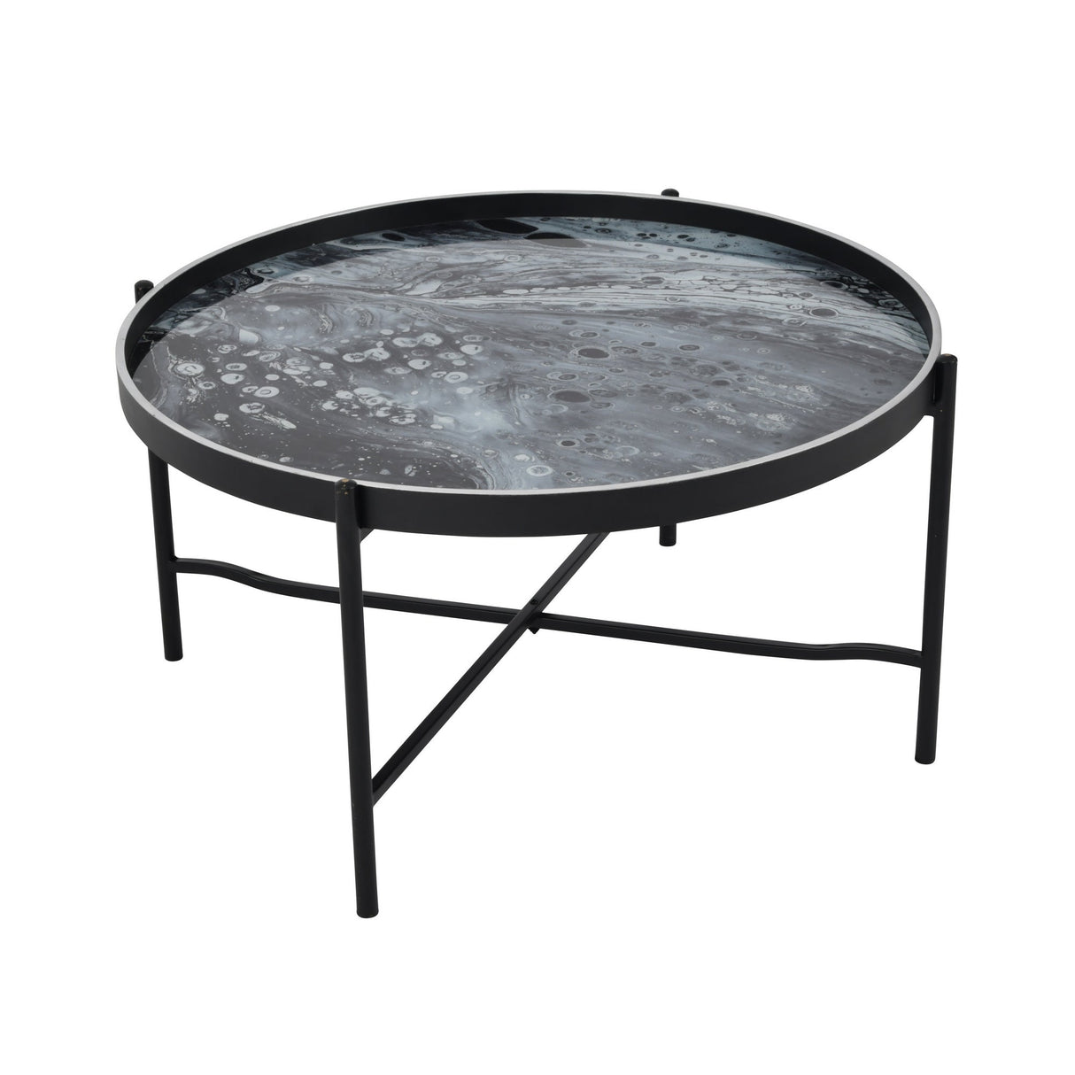 Monochrome Swirl Coffee Tray Table - Black