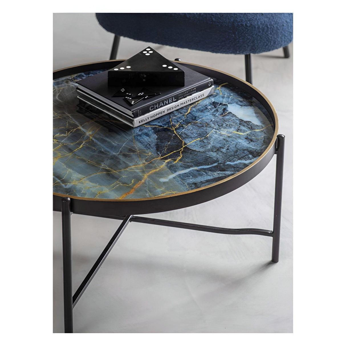 Vesuvius Coffee Tray Table - Blue & Black