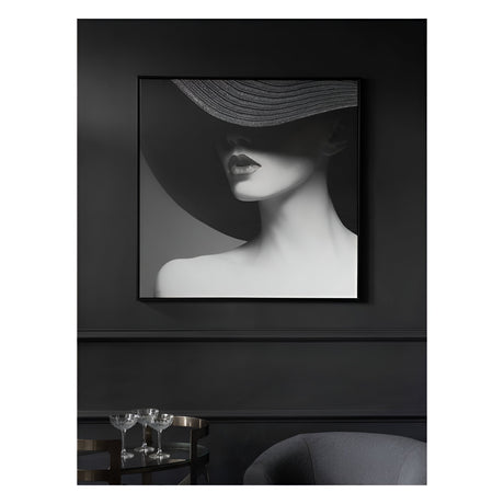 Lady in Hat Framed Canvas - 100x100cm