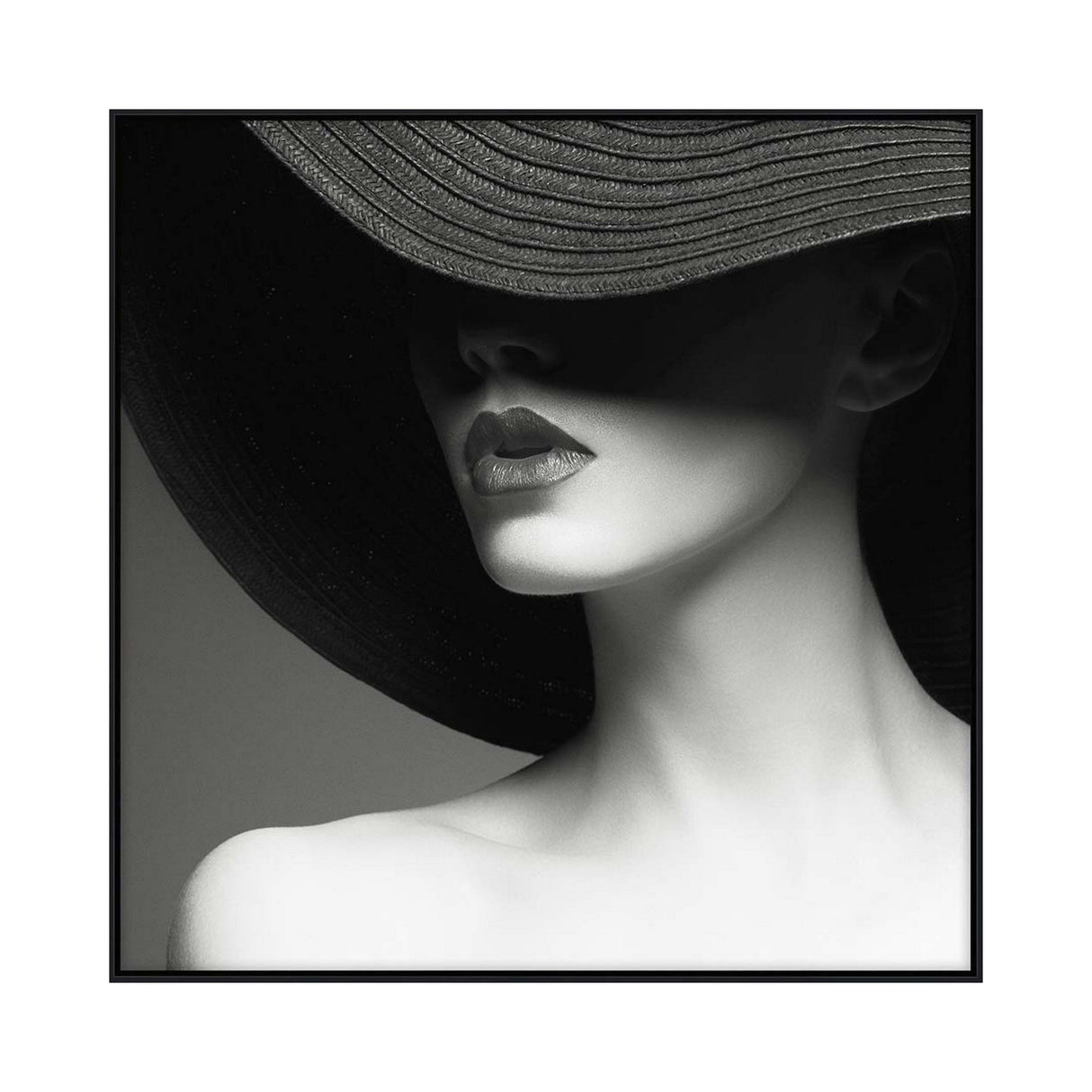 Lady in Hat Framed Canvas - 100x100cm