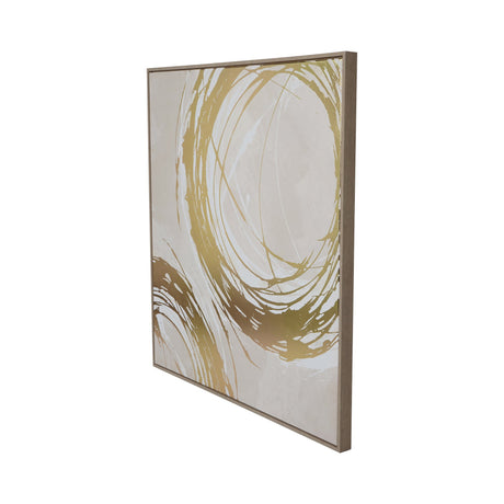 Golden Foiled Circles Framed Canvas - 100x100cm