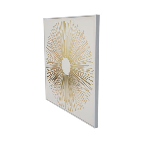 Golden Foiled Sunburst Framed Canvas - 100x100cm