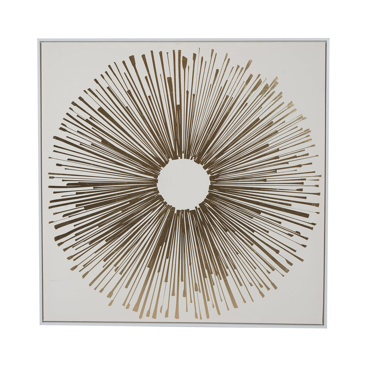 Golden Foiled Sunburst Framed Canvas - 100x100cm