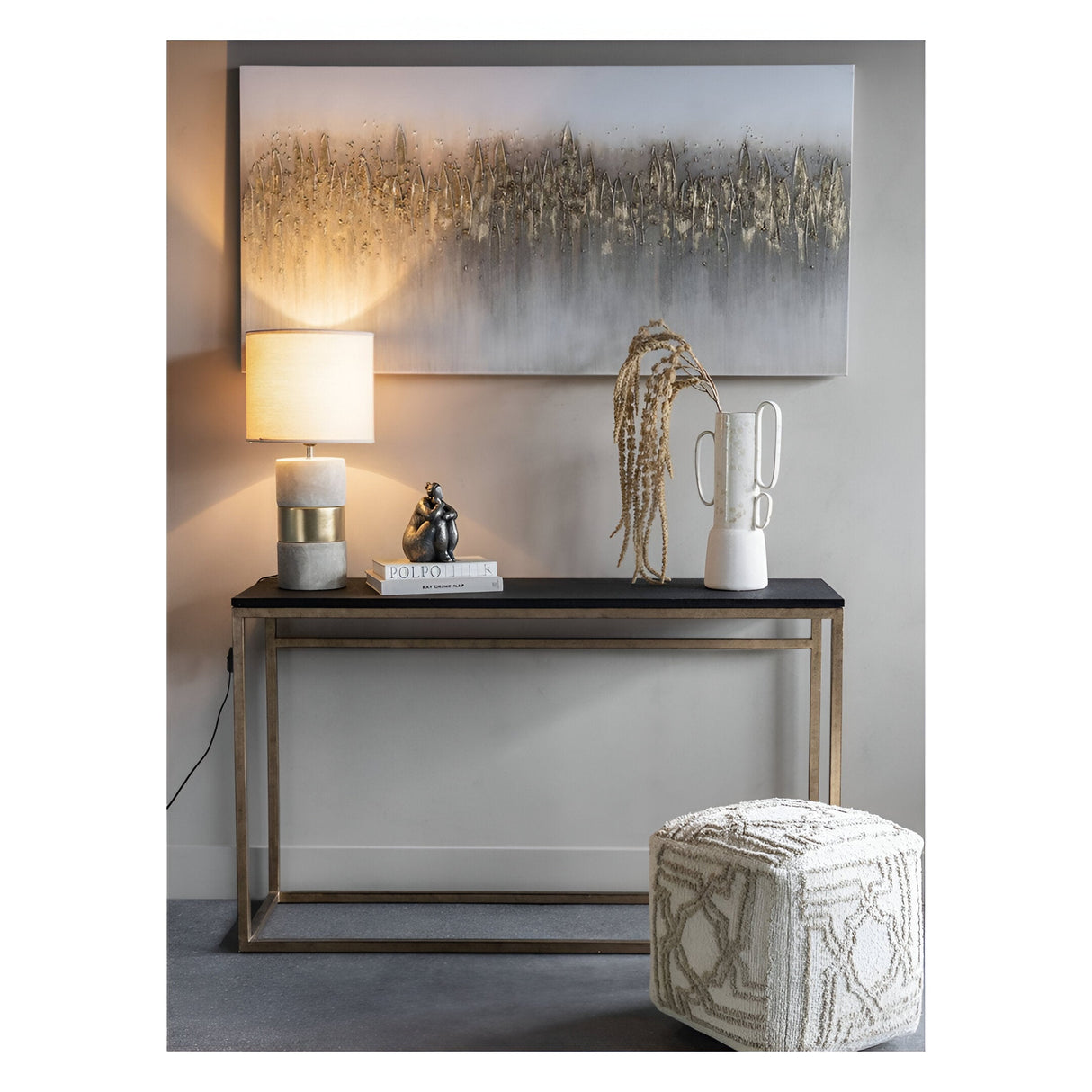 Abstract Golden Reeds Canvas - 150x75cm