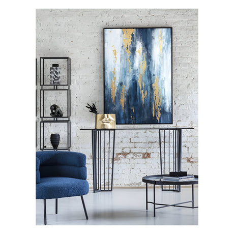 Urbanite Blue Distressed Foiled Framed Canvas - 100x140cm
