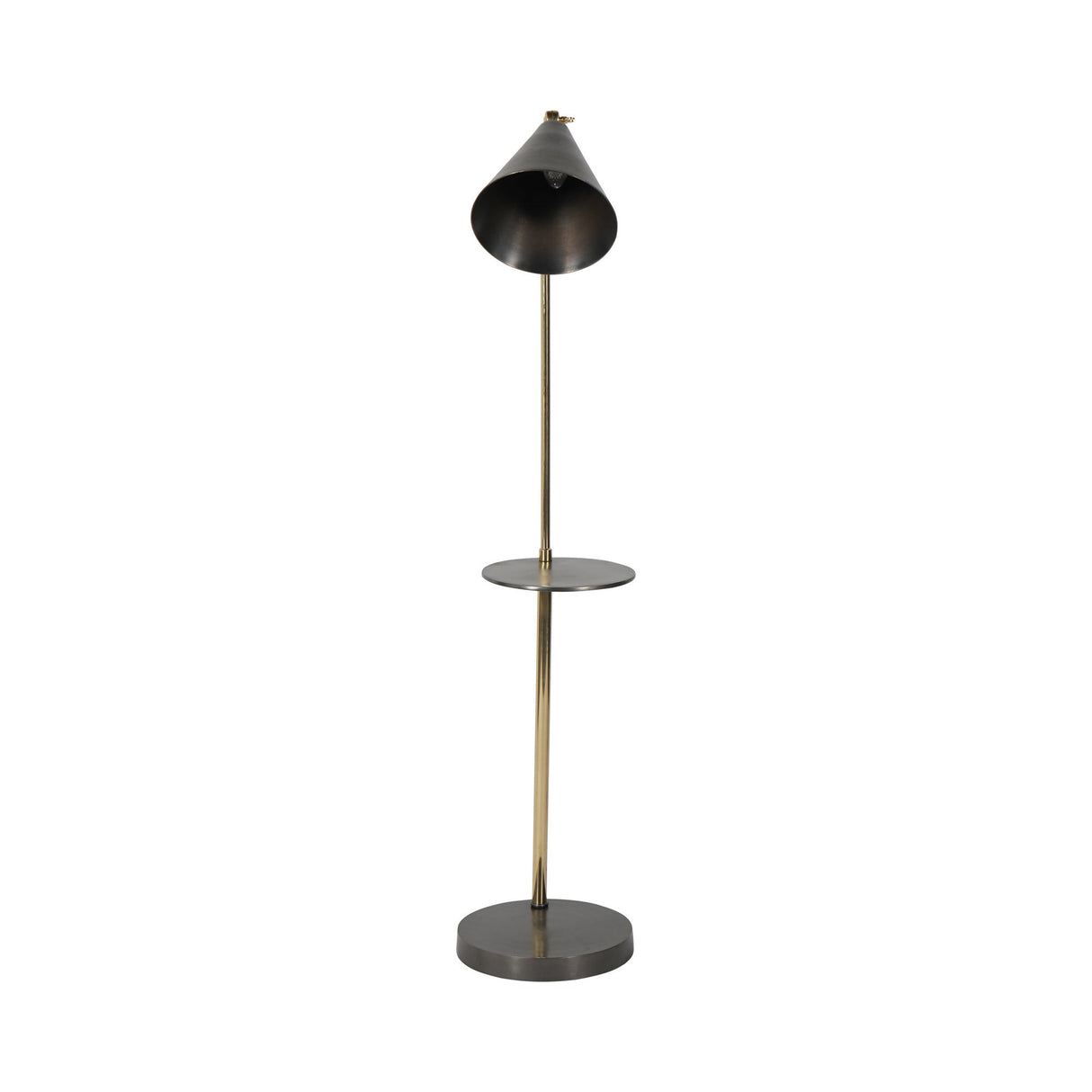 Amelie Floor Lamp With Table - Satin Grey & Brass