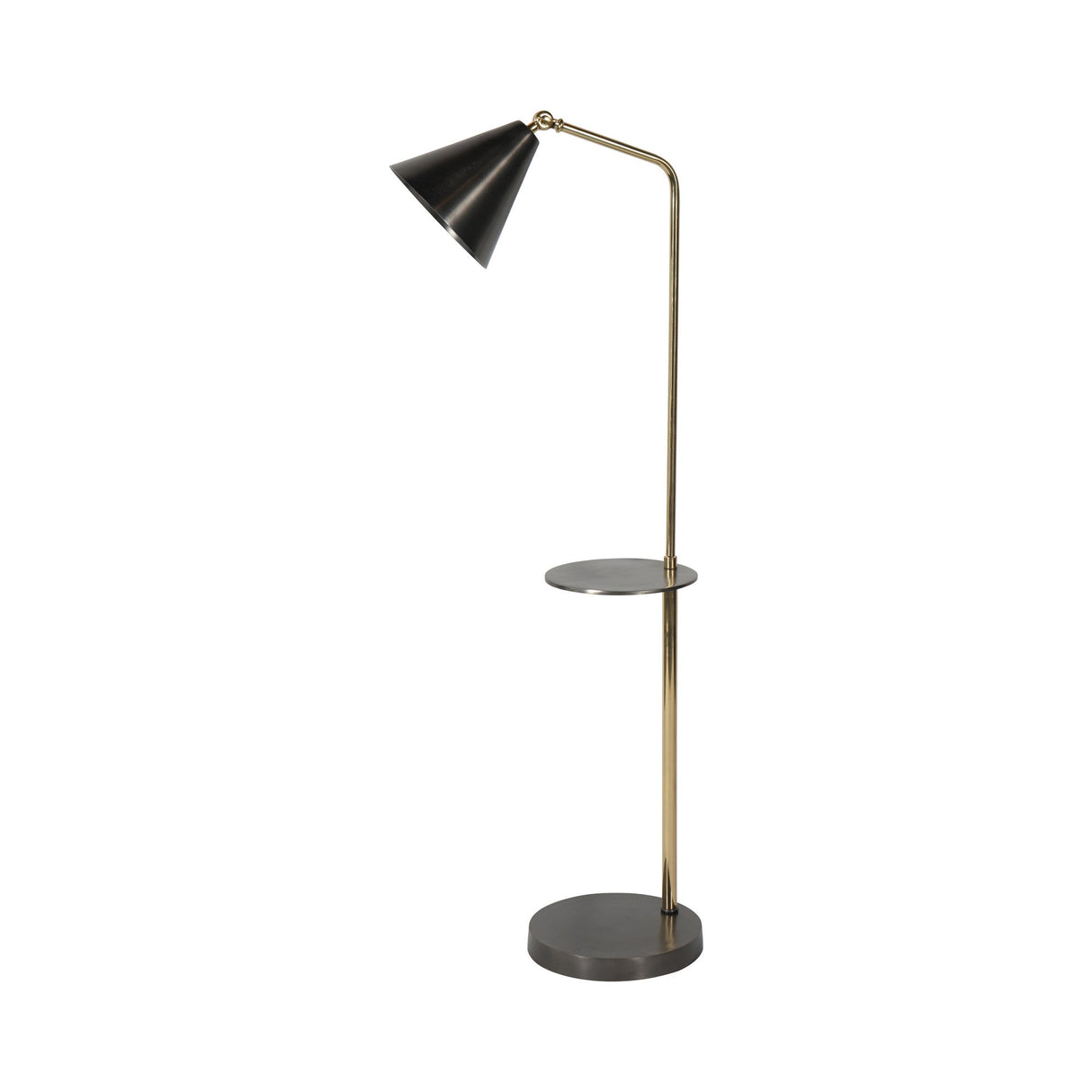 Amelie Floor Lamp With Table - Satin Grey & Brass