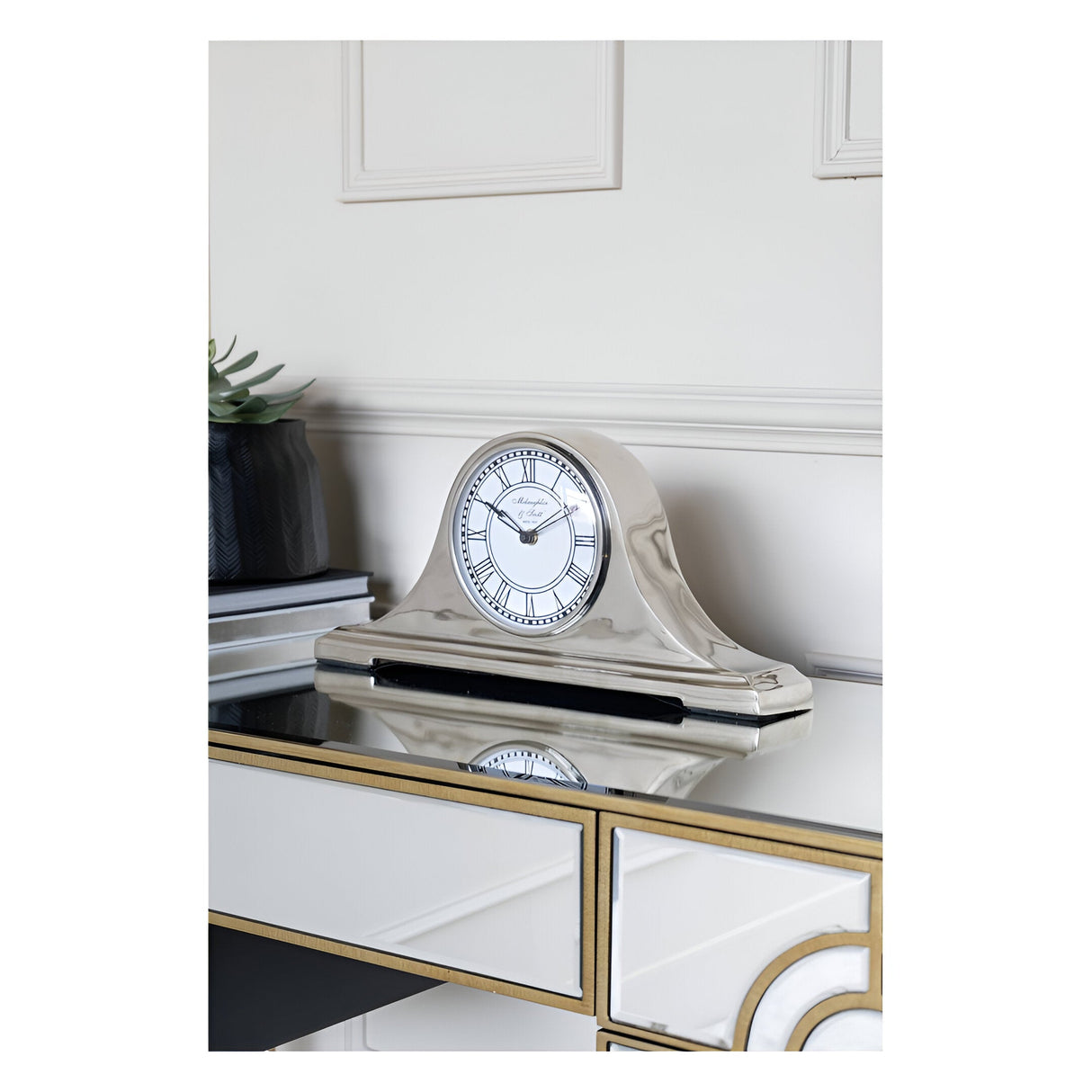 Retro Carriage Mantel Clock - Nickel