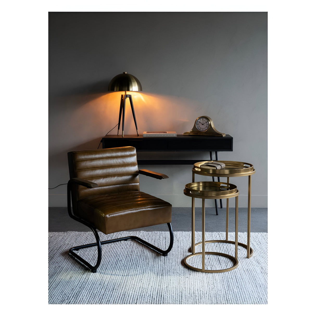 Retro Carriage Mantel Clock - Brass