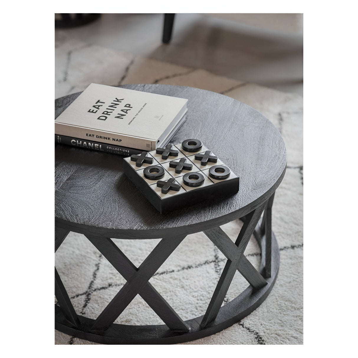 Chollerford Bone Inlay Noughts and Crosses - Off White & Black