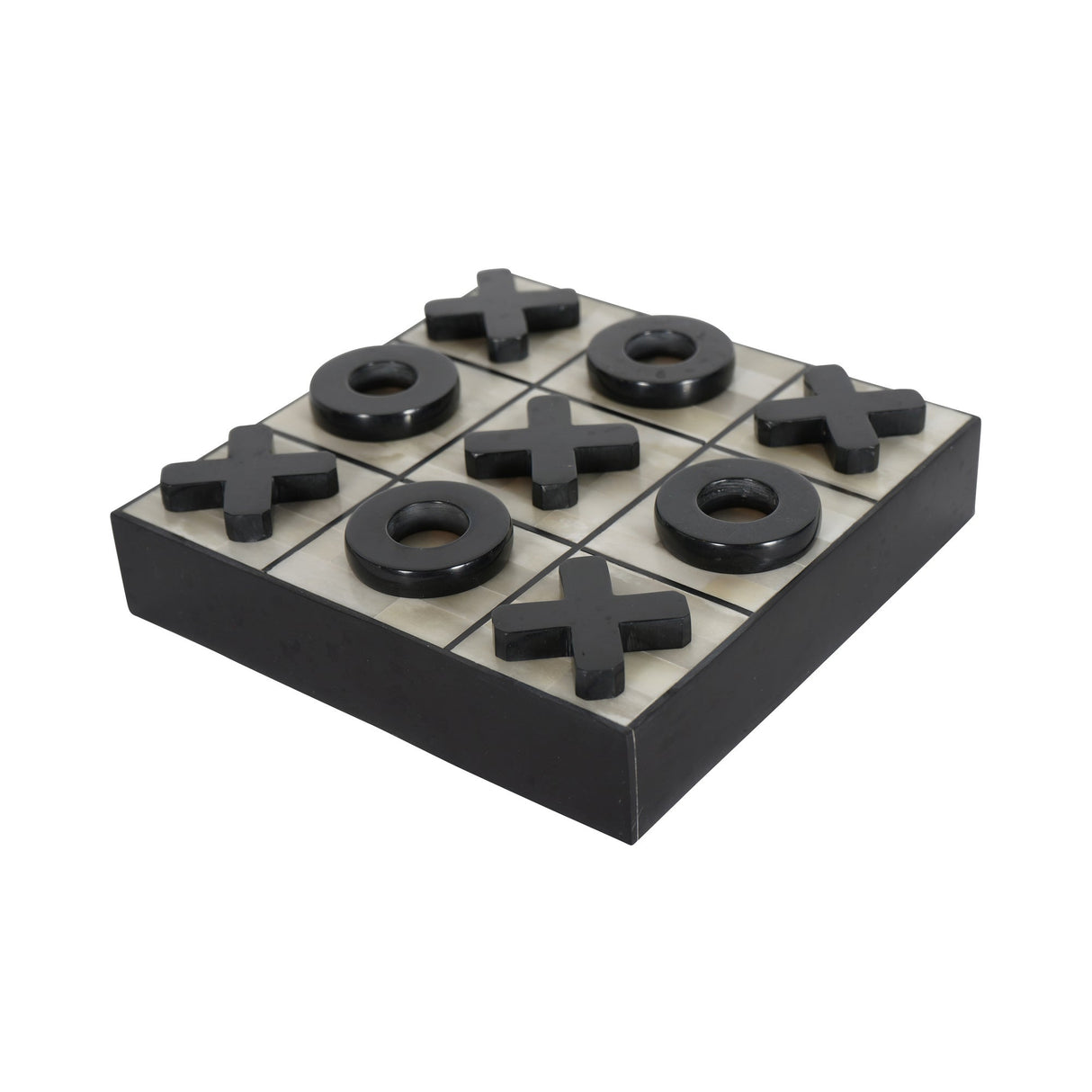 Chollerford Bone Inlay Noughts and Crosses - Off White & Black