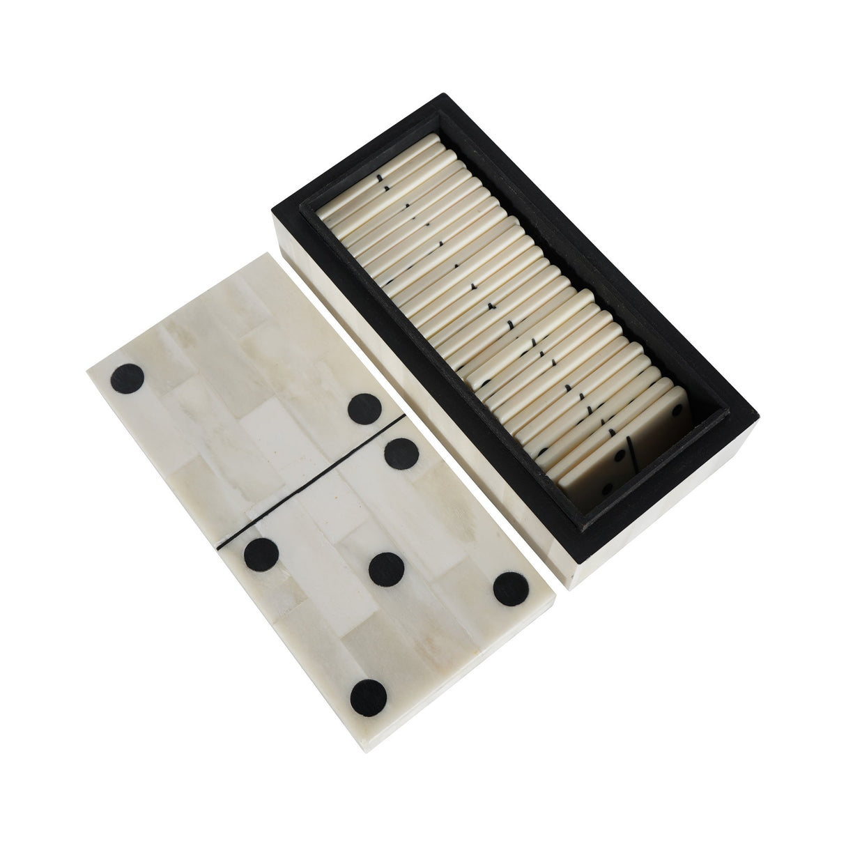 Chollerford Bone Inlay Dominoes Box - Off White
