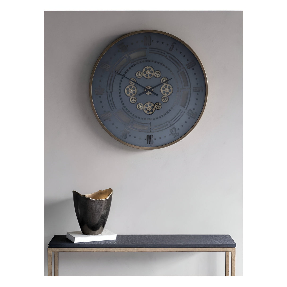 Manchester Round Wall Clock 75cm - Gold & Grey
