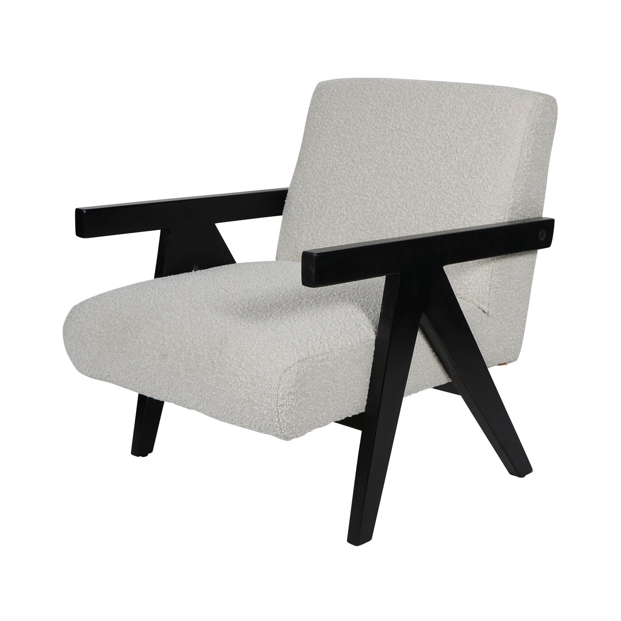 San Diego Wooden Frame Boucle Armchair - Cream