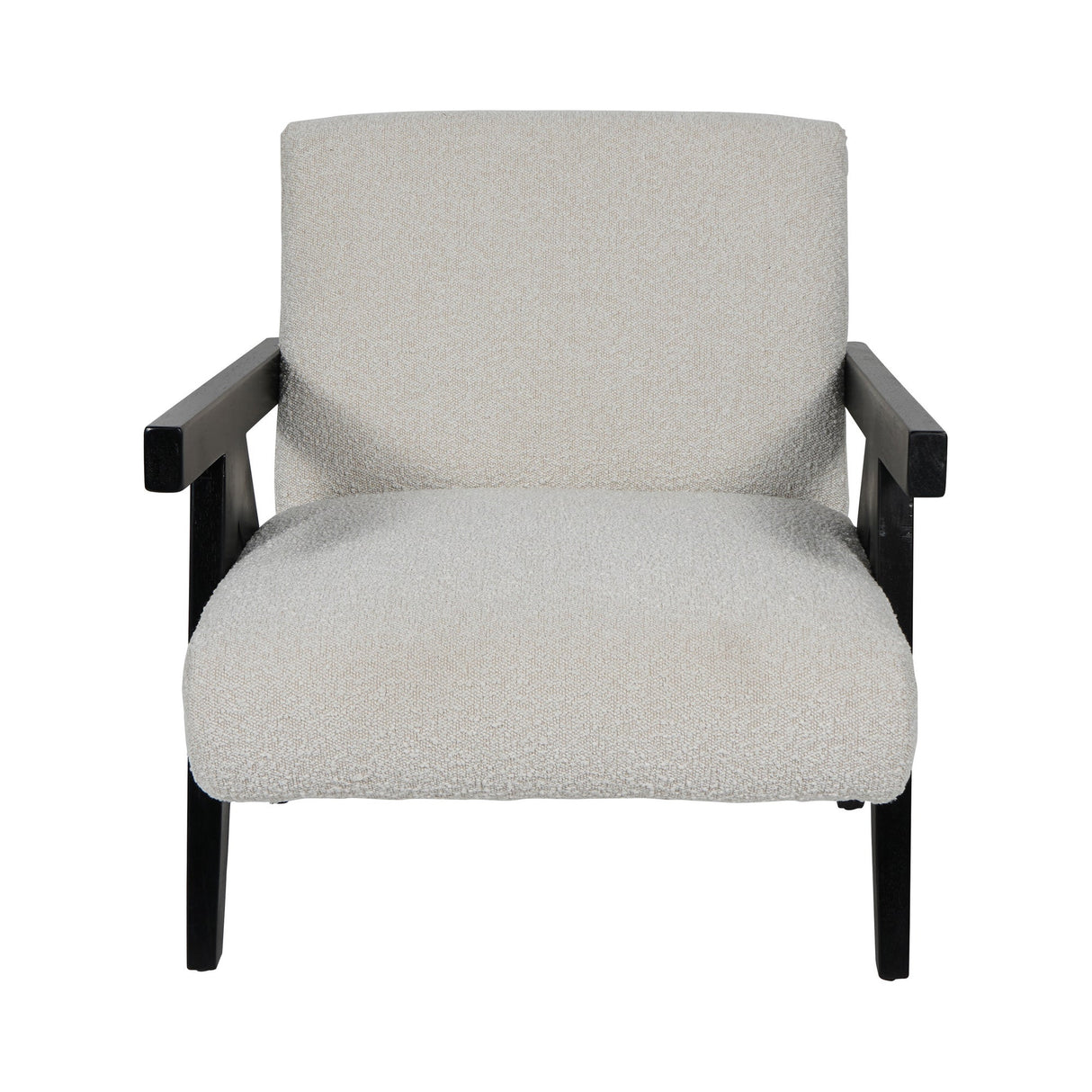 San Diego Wooden Frame Boucle Armchair - Cream