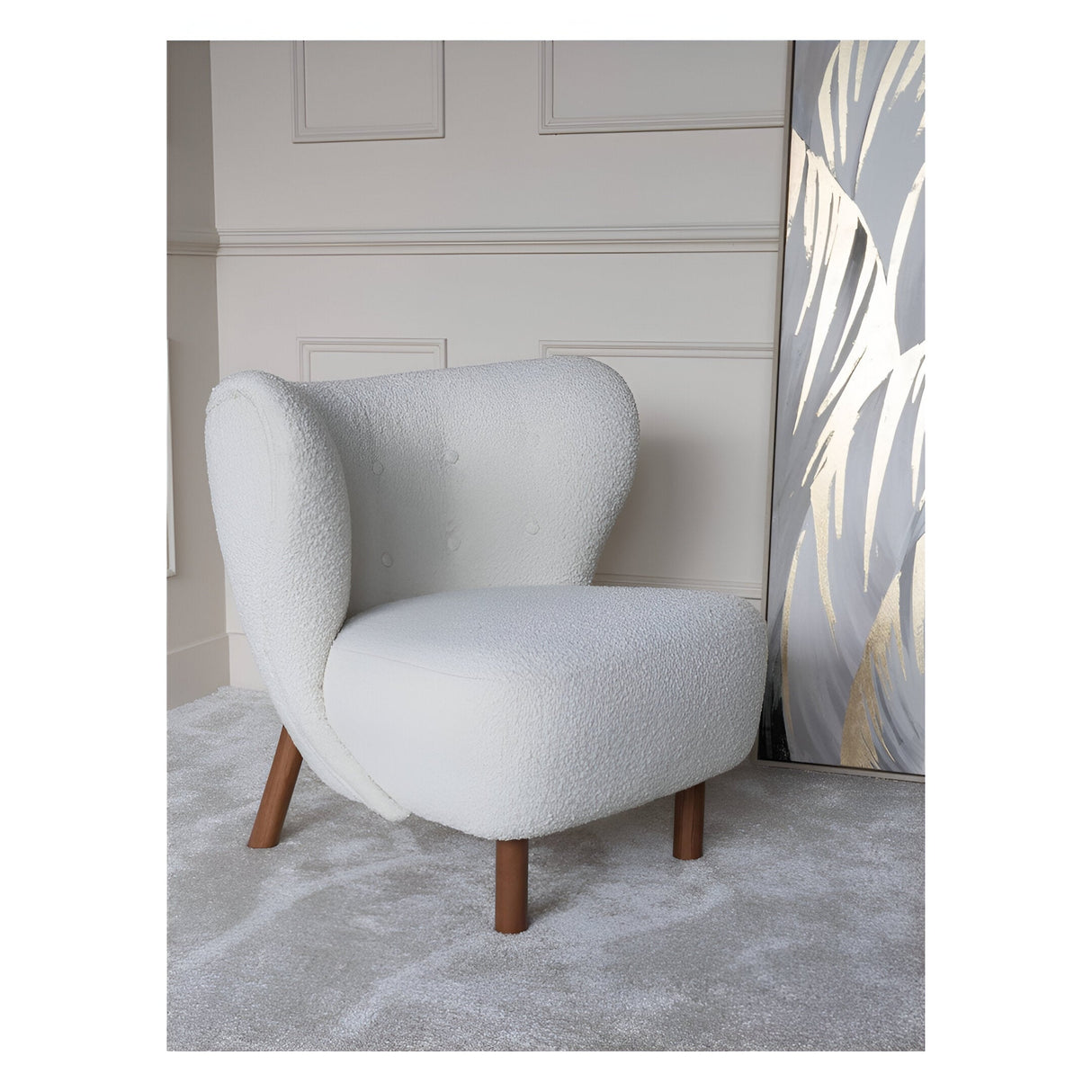 Lewis Wingback Boucle Occasional Chair - Cream