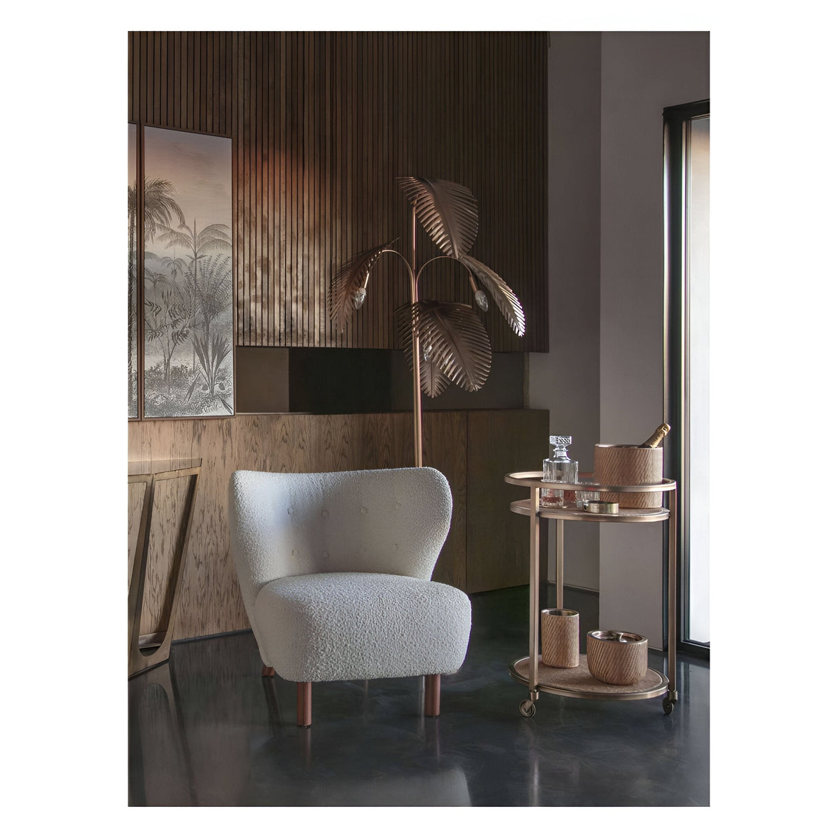 Lewis Wingback Boucle Occasional Chair - Cream