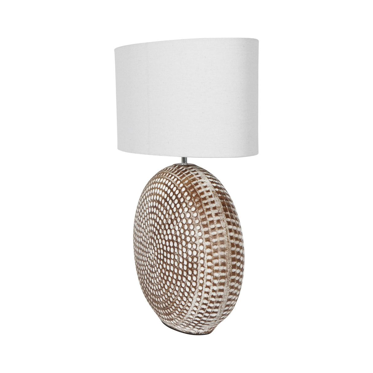 Chariot Round Table Lamp 65cm - Brown With Ivory Oval Drum Shade