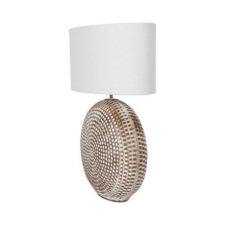 Chariot Round Table Lamp 65cm - Brown With Ivory Oval Drum Shade