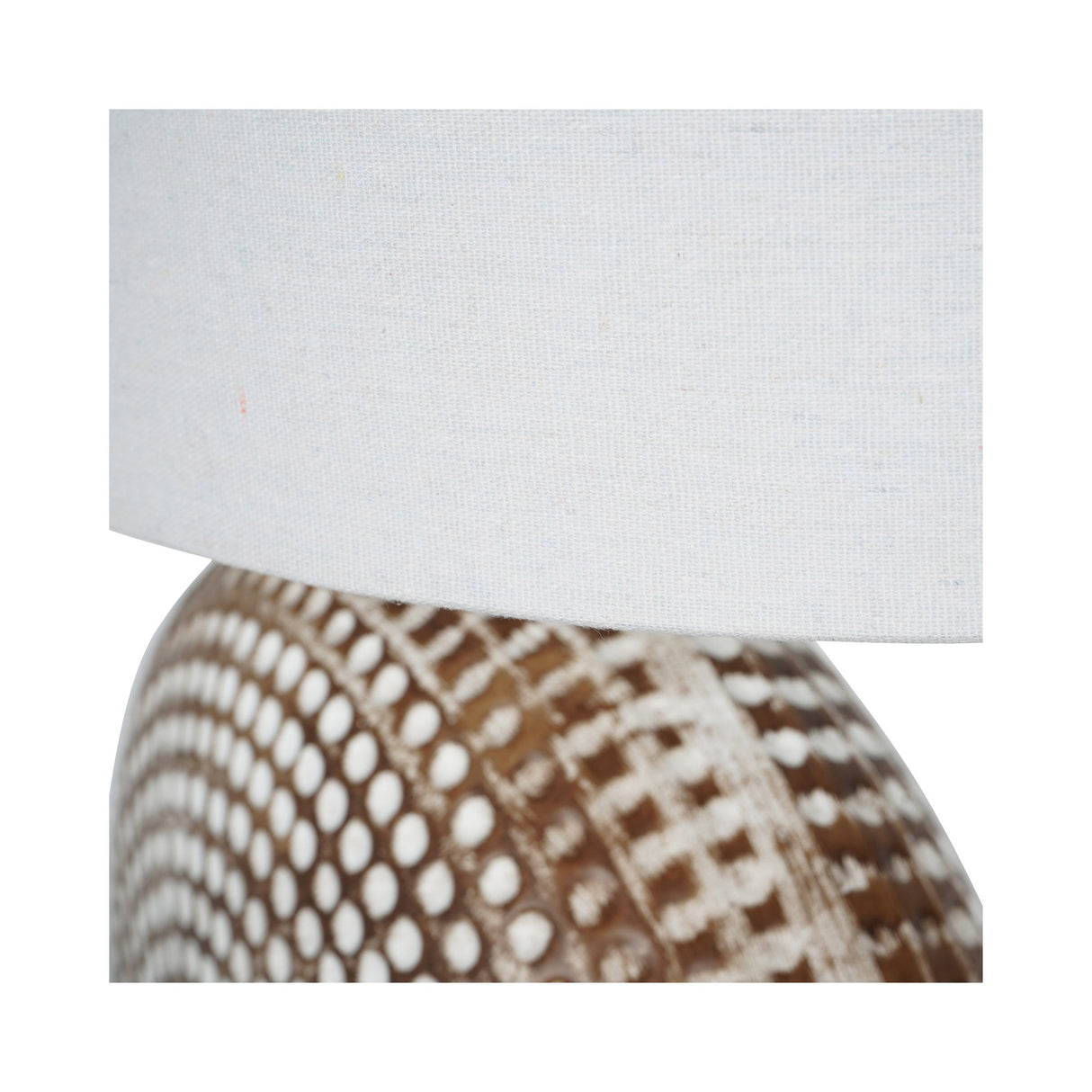 Chariot Round Table Lamp 65cm - Brown With Ivory Oval Drum Shade