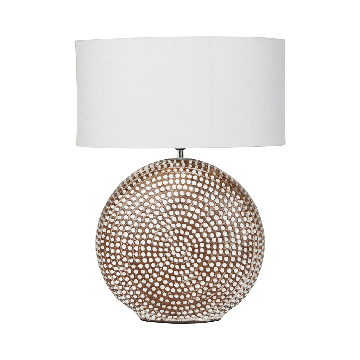 Chariot Round Table Lamp 65cm - Brown With Ivory Oval Drum Shade