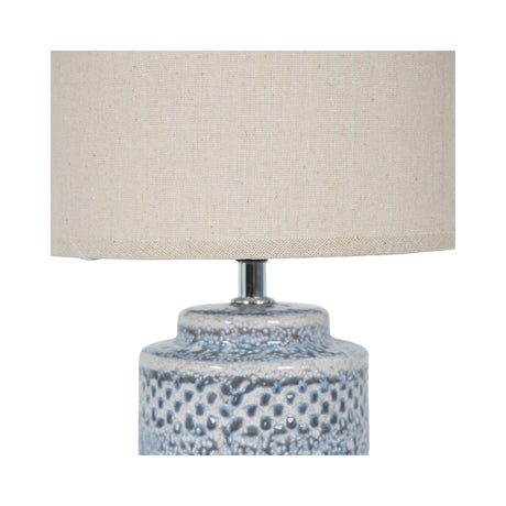 Stormy Table Lamp 40cm - Sky Glaze With Cream Drum Shade