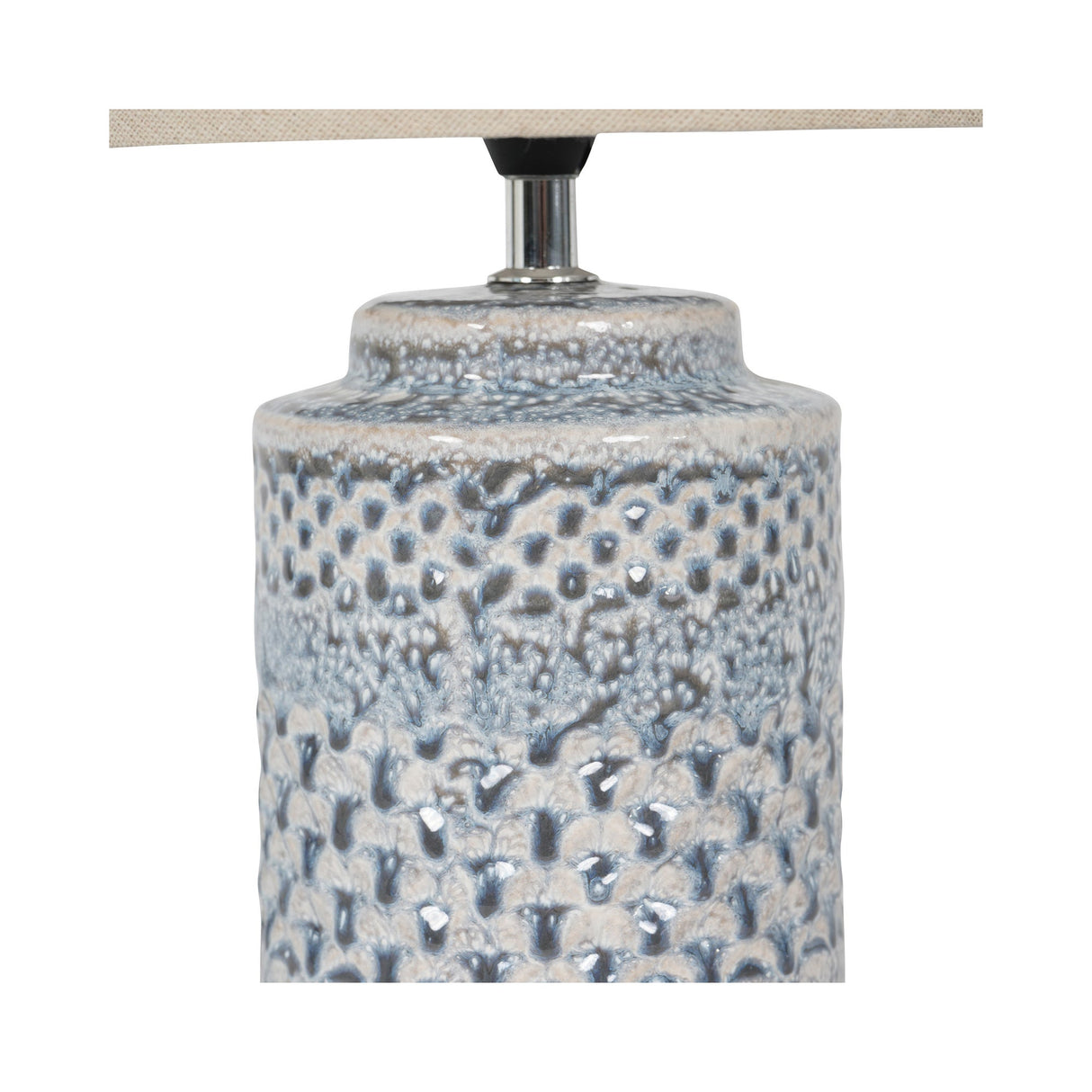 Stormy Table Lamp 40cm - Sky Glaze With Cream Drum Shade