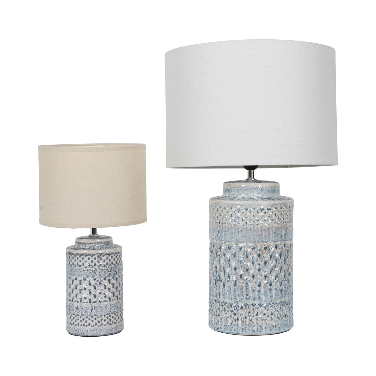 Stormy Table Lamp 60cm - Sky Glaze With Cream Drum Shade