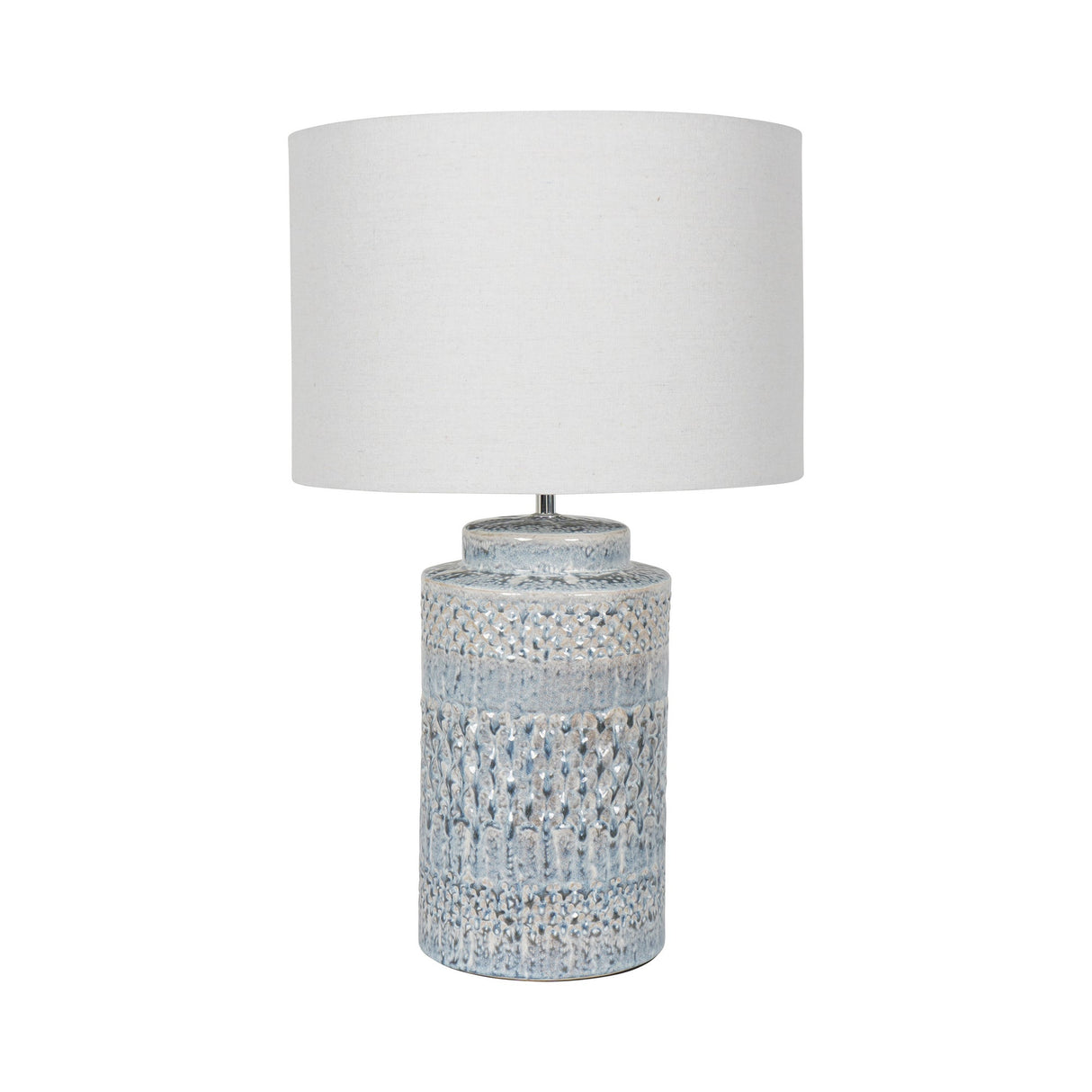 Stormy Table Lamp 60cm - Sky Glaze With Cream Drum Shade