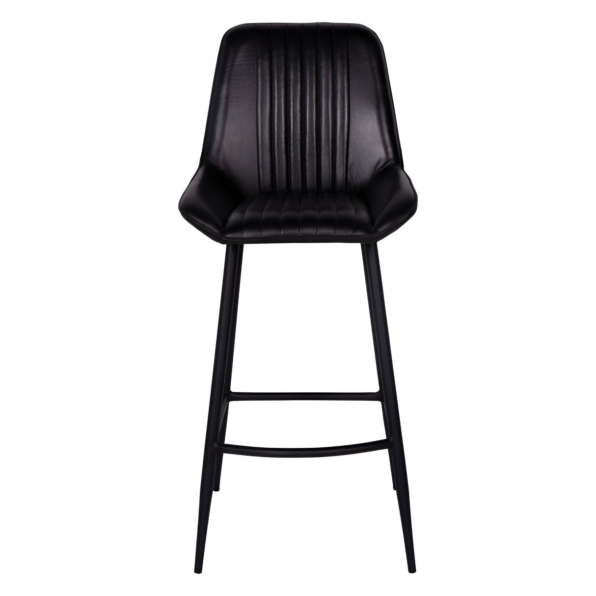 Pair of Pembroke Leather Bar Stools - Dark Grey