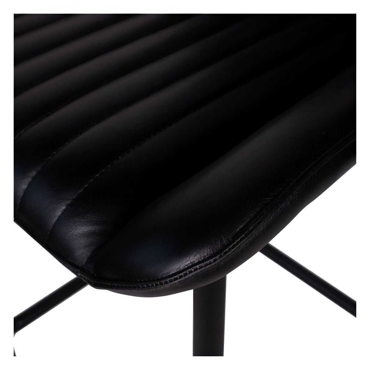 Pair of Pembroke Leather Bar Stools - Dark Grey