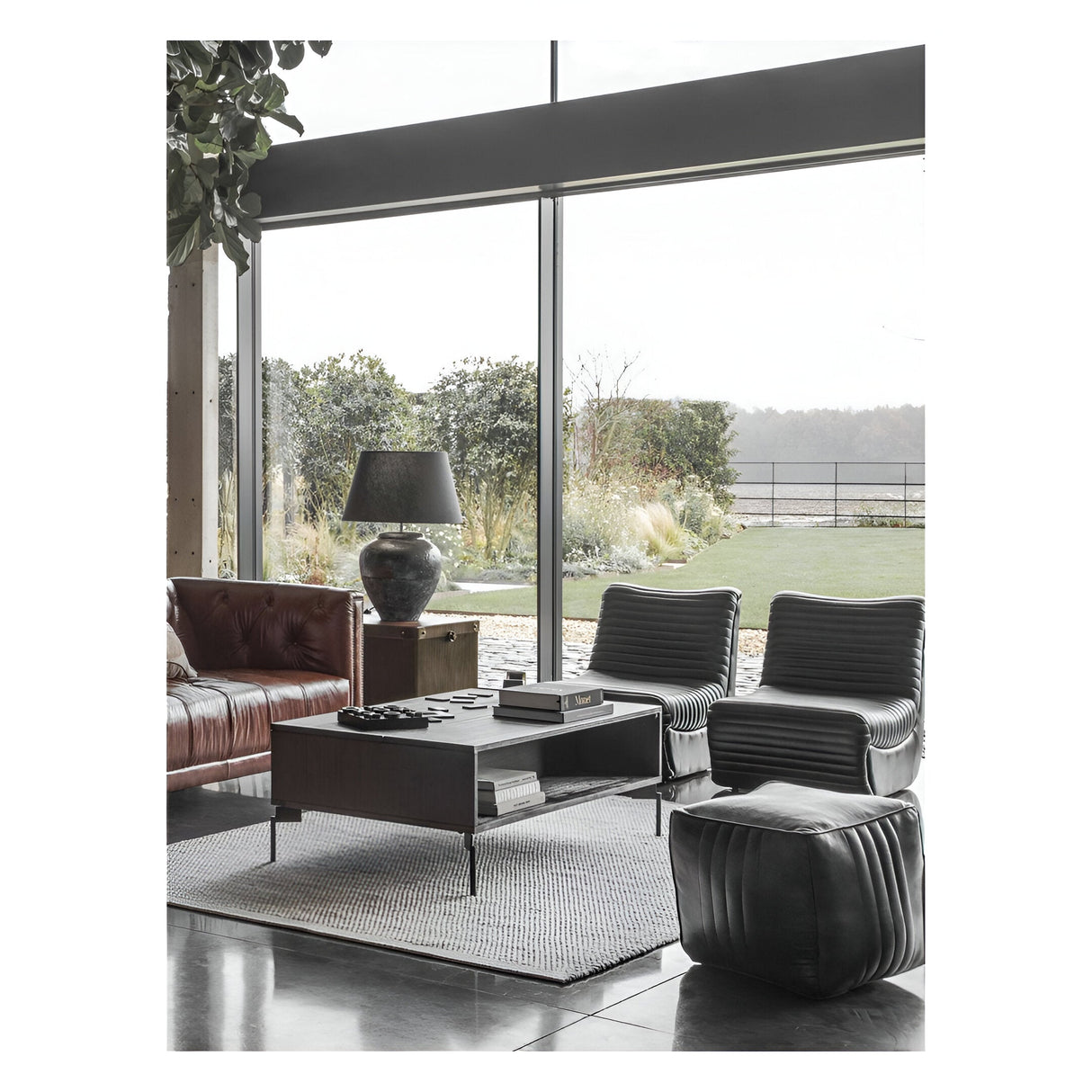 Trinity Leather Occasional Chair - Dark Grey