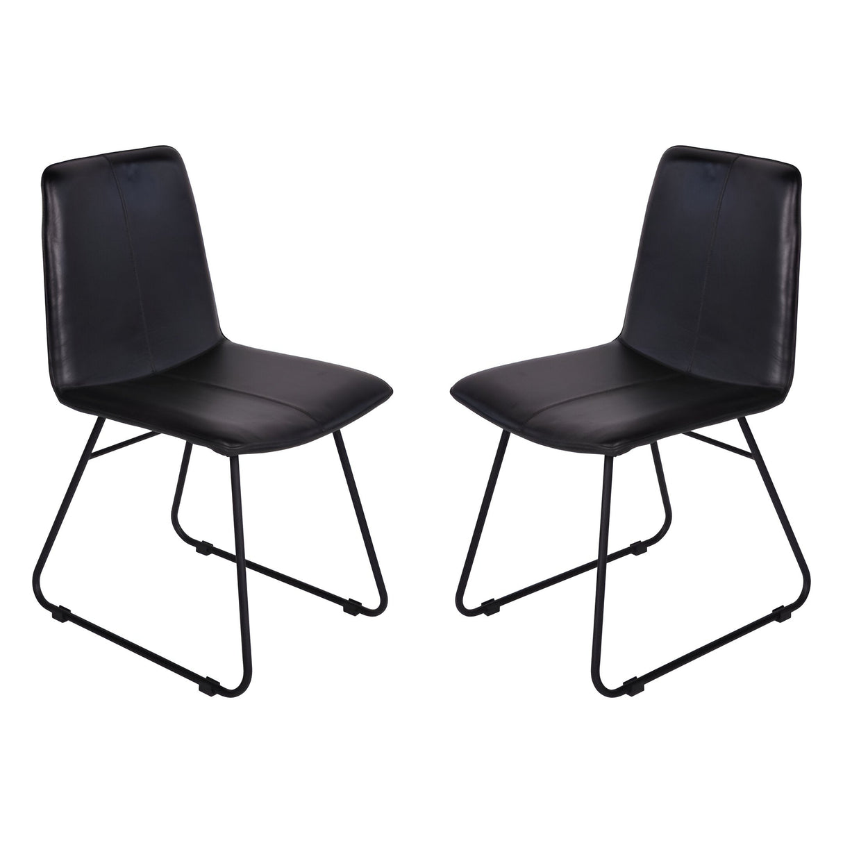 Pair of Robinson Leather Dining Chairs - Dark Grey