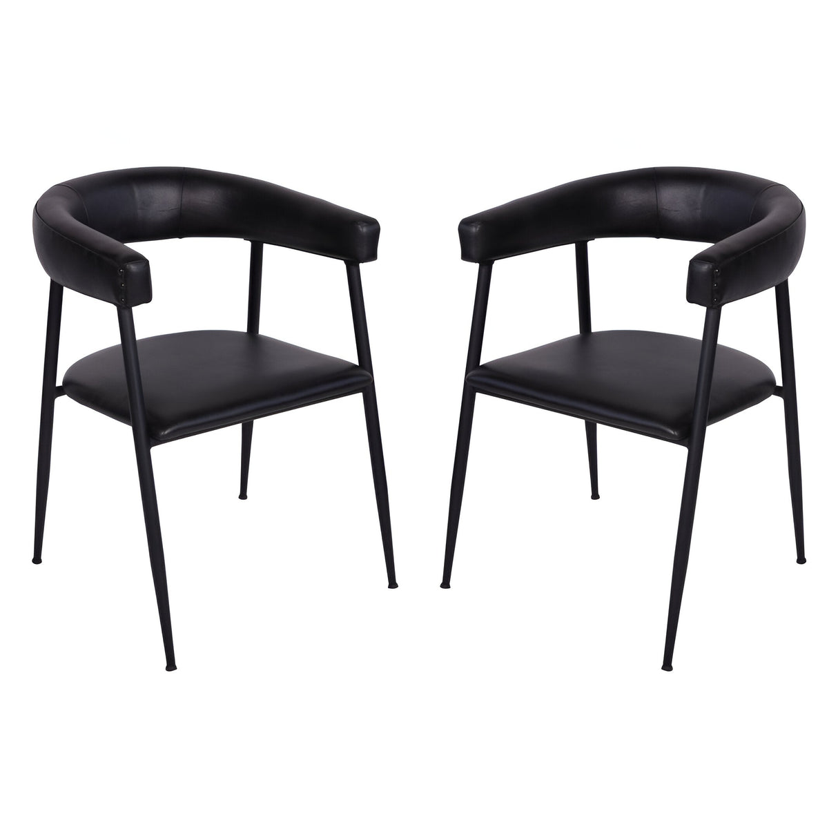 Pair of Churchill Leather Dining Chairs - Black